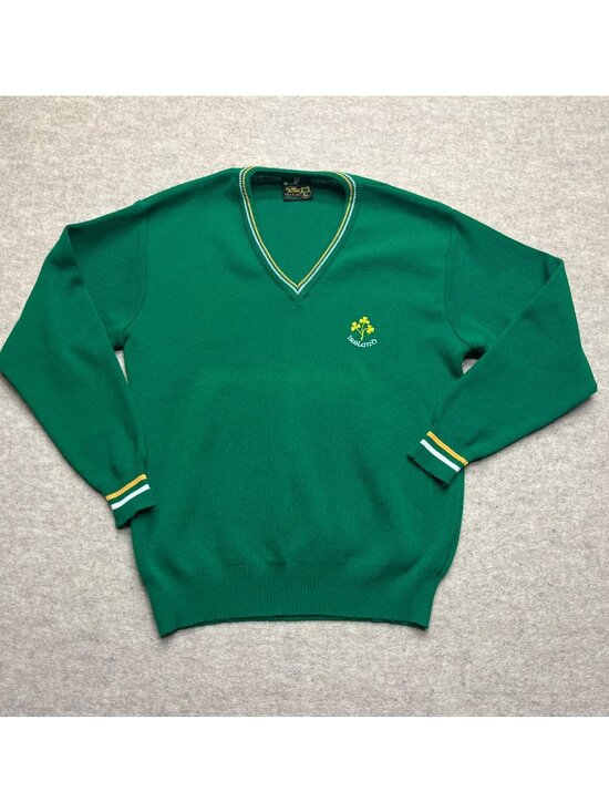 Sugan Other - Vintage 90's Sugra Made in Ireland Green V-neck Sweater 42 Euro Large Men Unisex